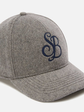 Casquette en feutre gris Baseball avec broderie monogramme SB 