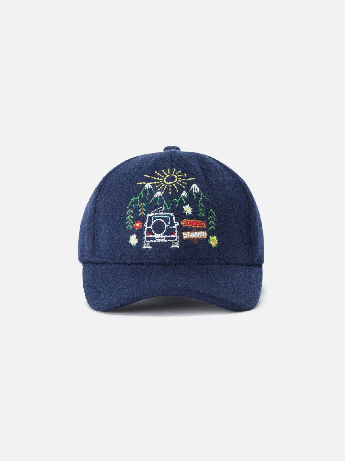 Cappellino Baseball Felt blu navy in misto lana con ricamo St. Moritz | Special edition