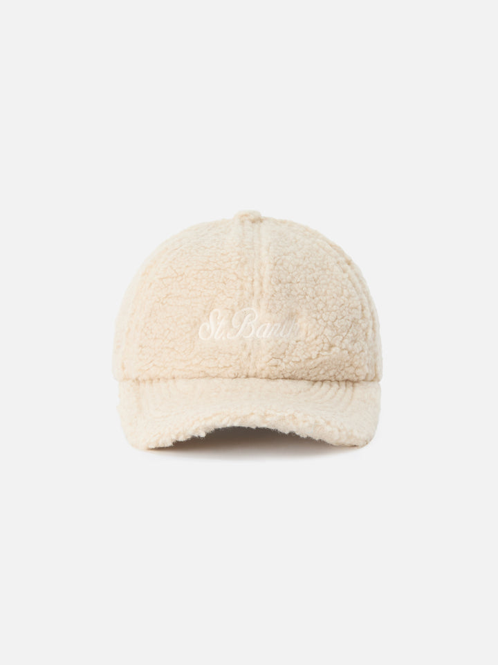 Beige Baseball Teddy-Cap mit gesticktem Logo 