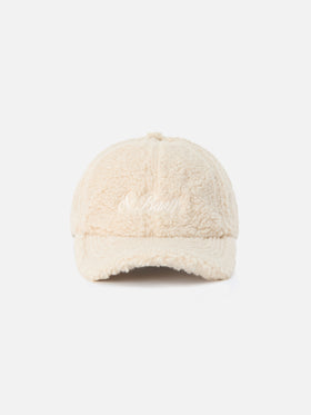 Gorra teddy Baseball beige con bordado del logo 