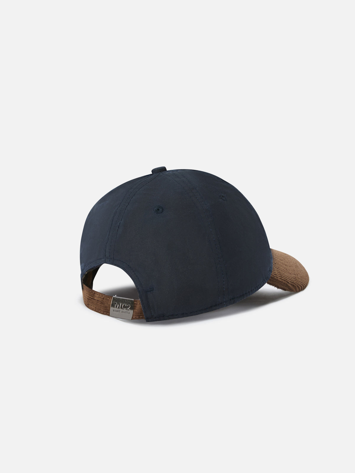 Marineblaue Kappe aus gewachstem Cord in blue Baseball mit Logostickerei 