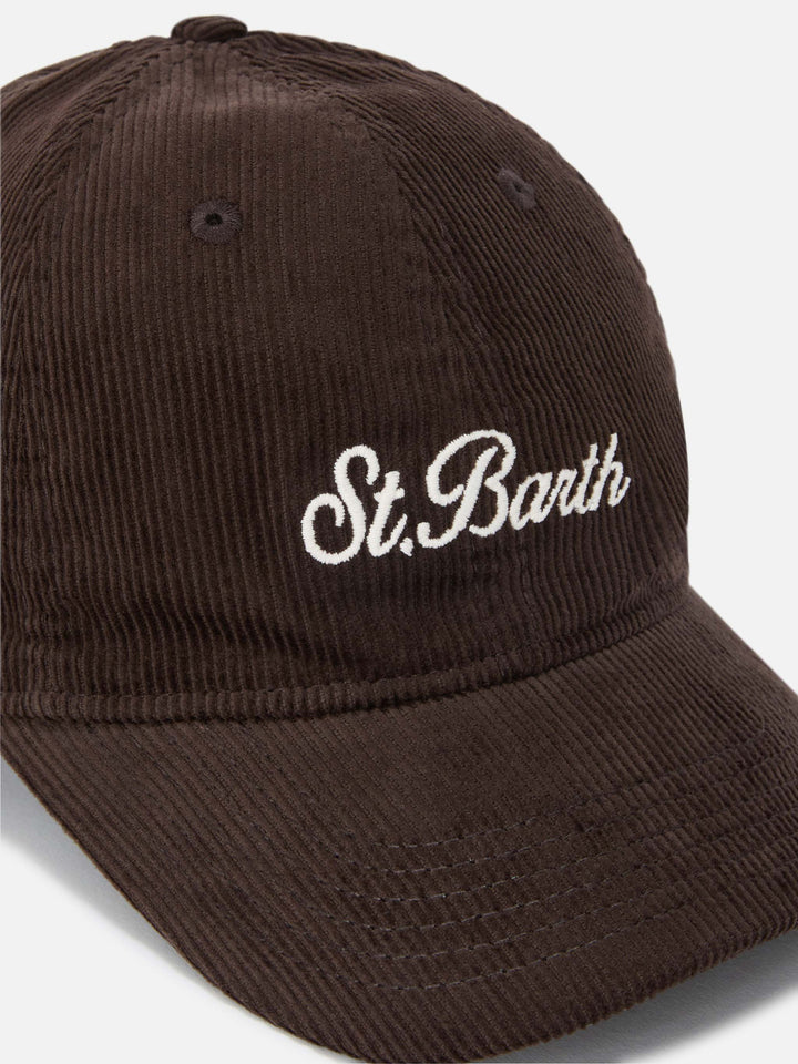Brown Baseball corduroy cap with logo embroidery
