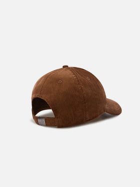 Beige Baseball corduroy cap with logo embroidery