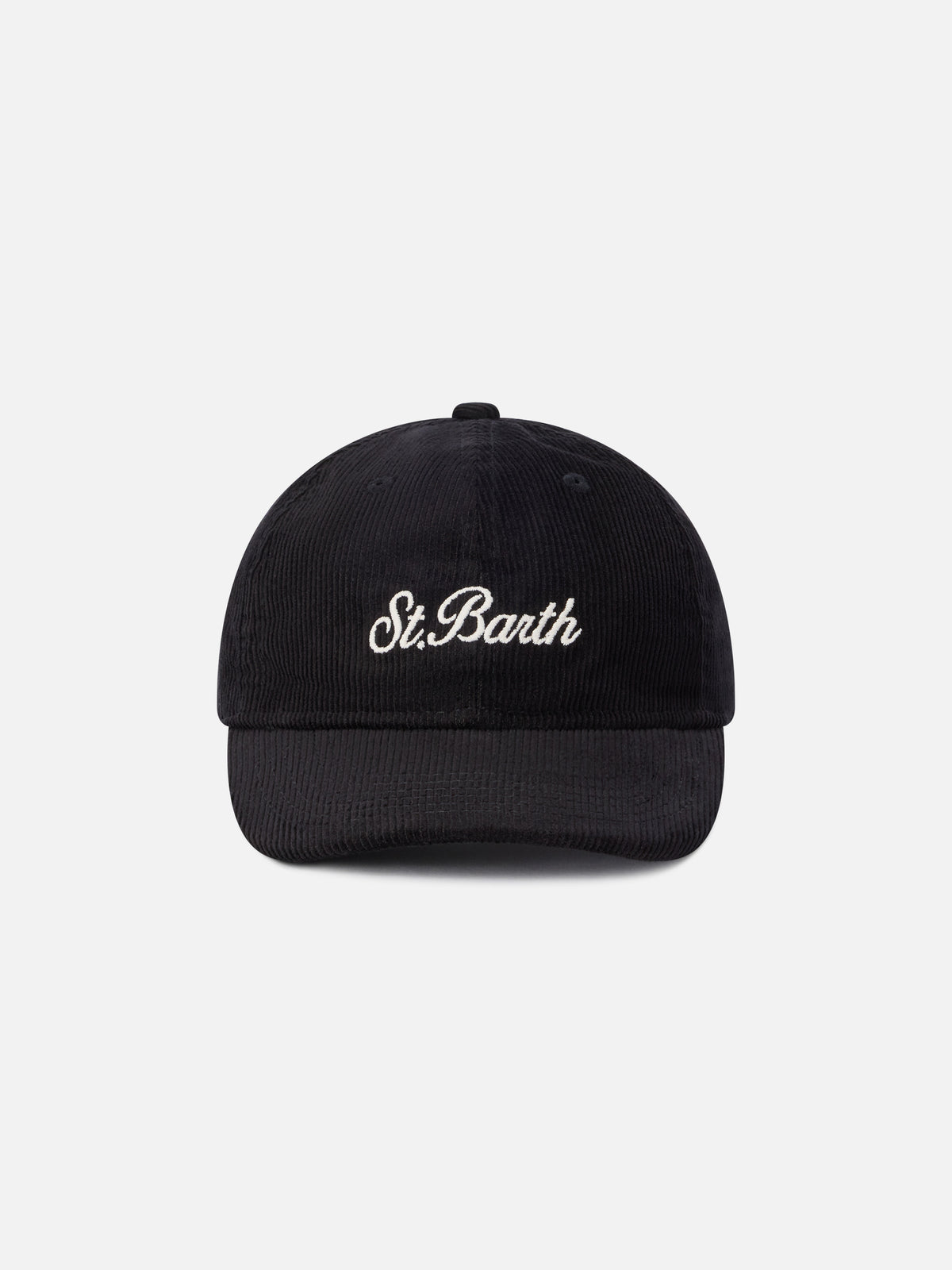 Black Baseball corduroy cap with logo embroidery