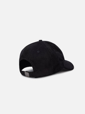 Black Baseball corduroy cap with logo embroidery