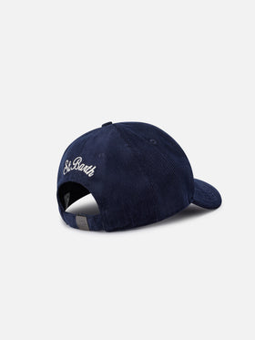 Cappello Baseball blu navy in velluto a coste con ricamo St. Moritz | Special edition