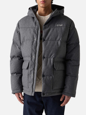 Grey wooly hooded down jacket Baxter