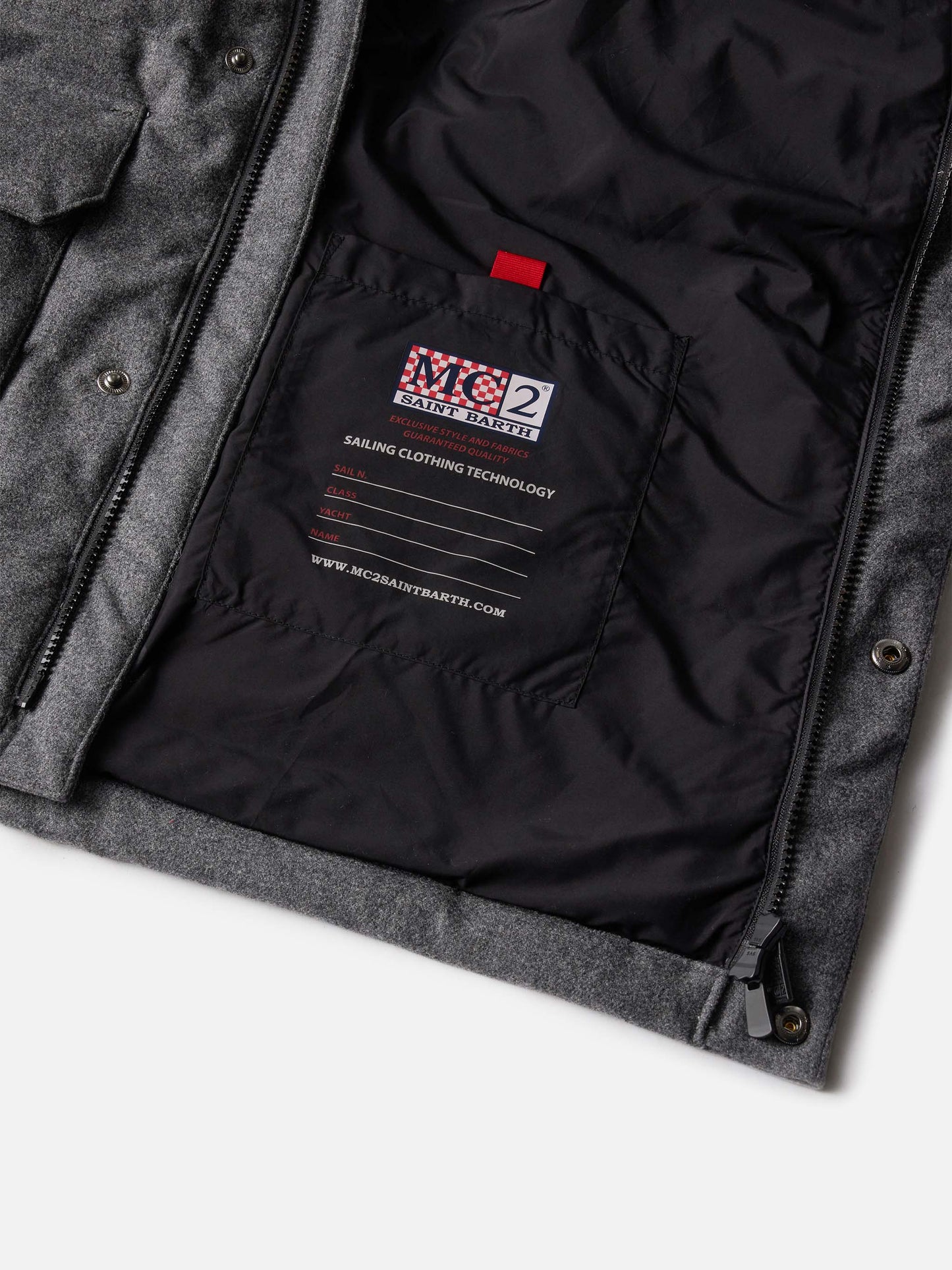 Grey wooly hooded down jacket Baxter