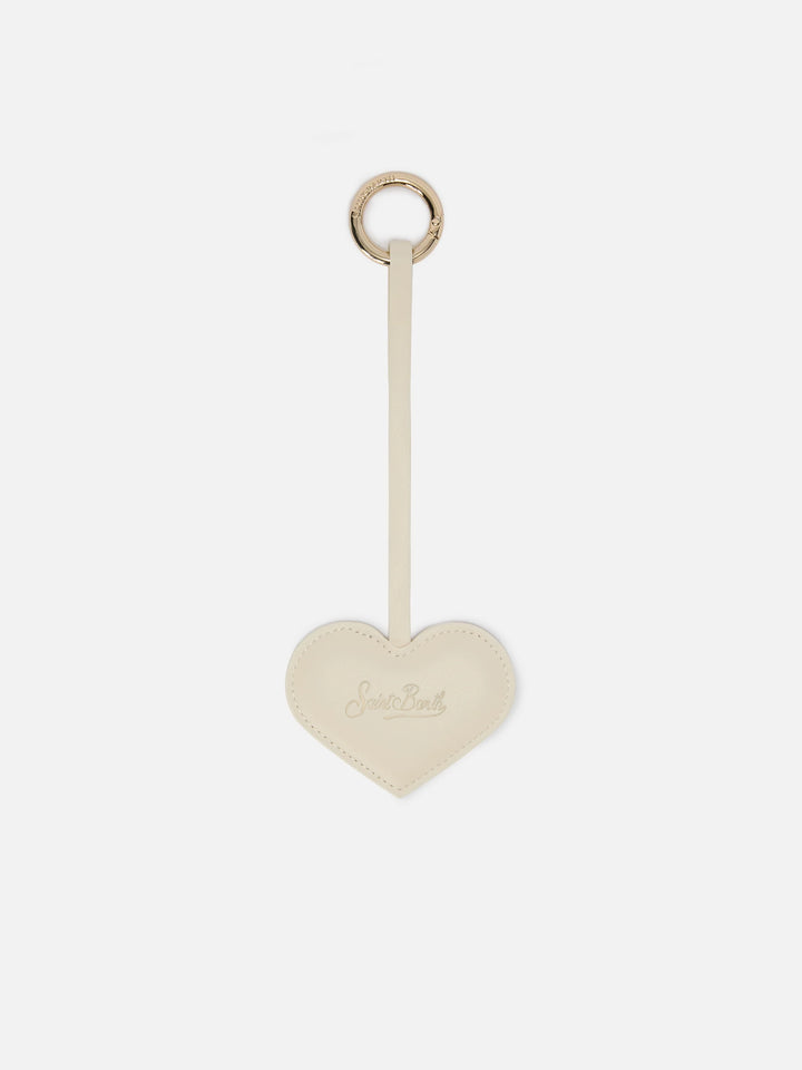 Heart Bag Charm in white leather