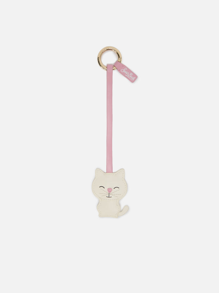 Cat Bag Charm in white leather