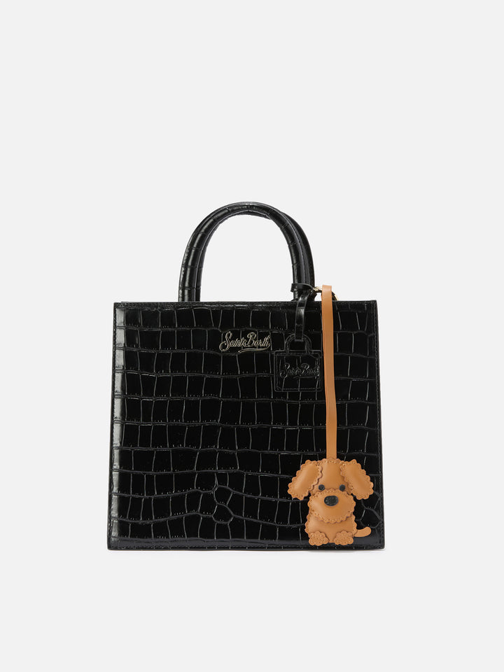 Bag Charm cane in pelle beige