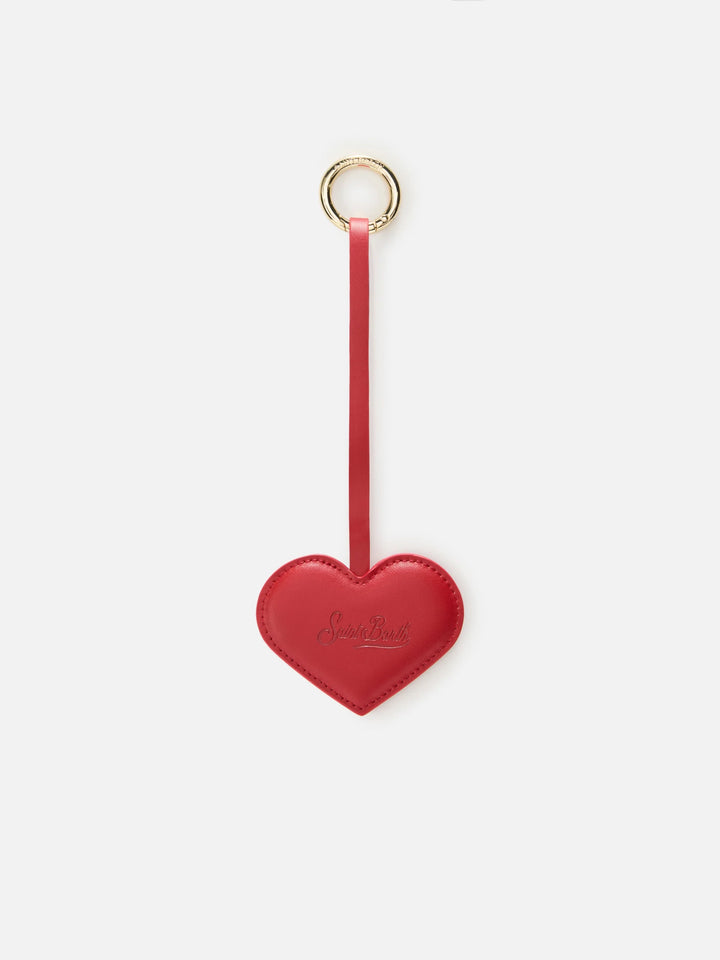Rote Ledertasche charm in Herzform 