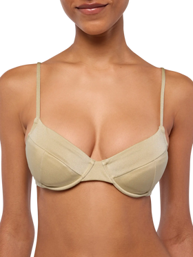 Jodene shimmer gold cheeky swim briefs - Bea underwired shimmer gold bralette - MC2 Saint Barth