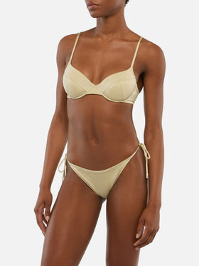Virgo gold classic swim briefs                                                          - Bea underwired shimmer gold bralette