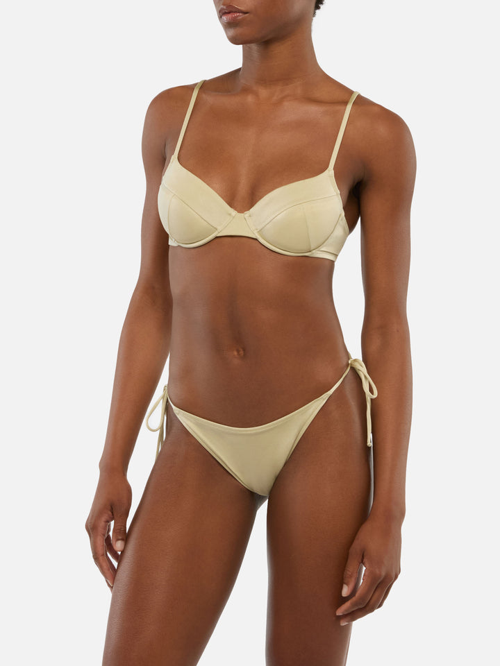Virgo gold classic swim briefs                                                          - Bea underwired shimmer gold bralette