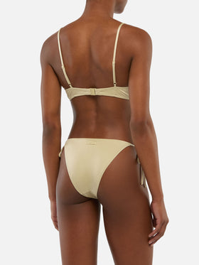 Virgo gold classic swim briefs                                                          - Bea underwired shimmer gold bralette
