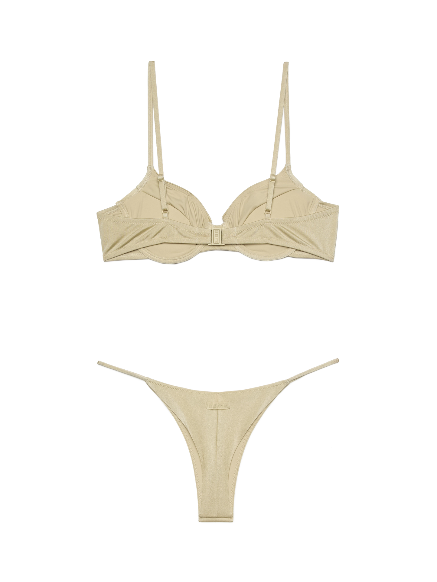 Jodene shimmer gold cheeky swim briefs - Bea underwired shimmer gold bralette - MC2 Saint Barth