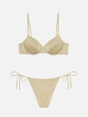 Virgo gold classic swim briefs                                                          - Bea underwired shimmer gold bralette