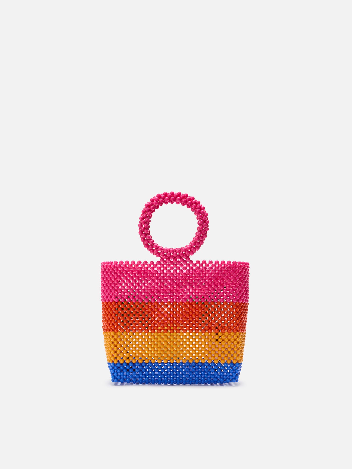 Beaded handbag with stripes