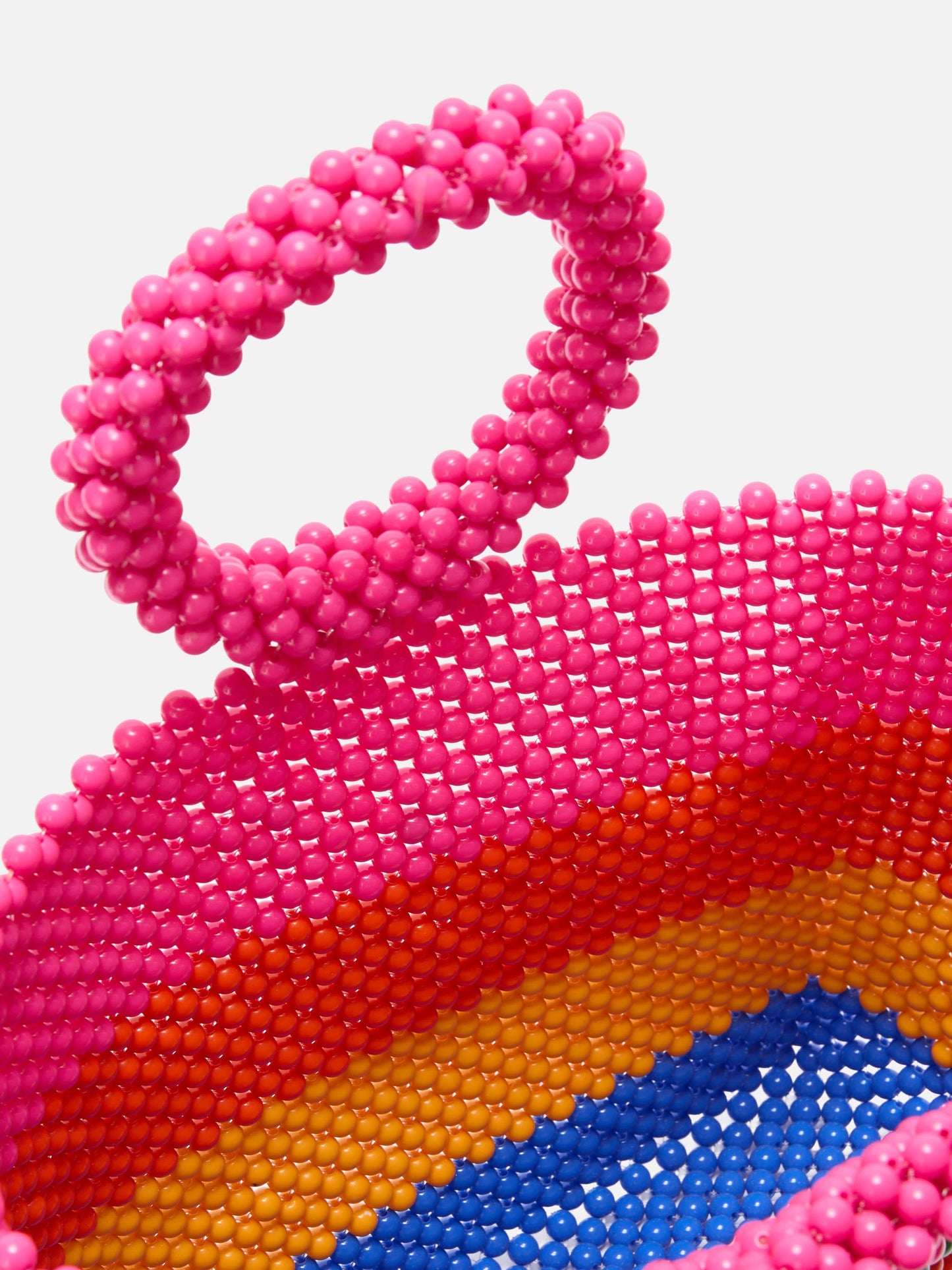 Beaded handbag with stripes