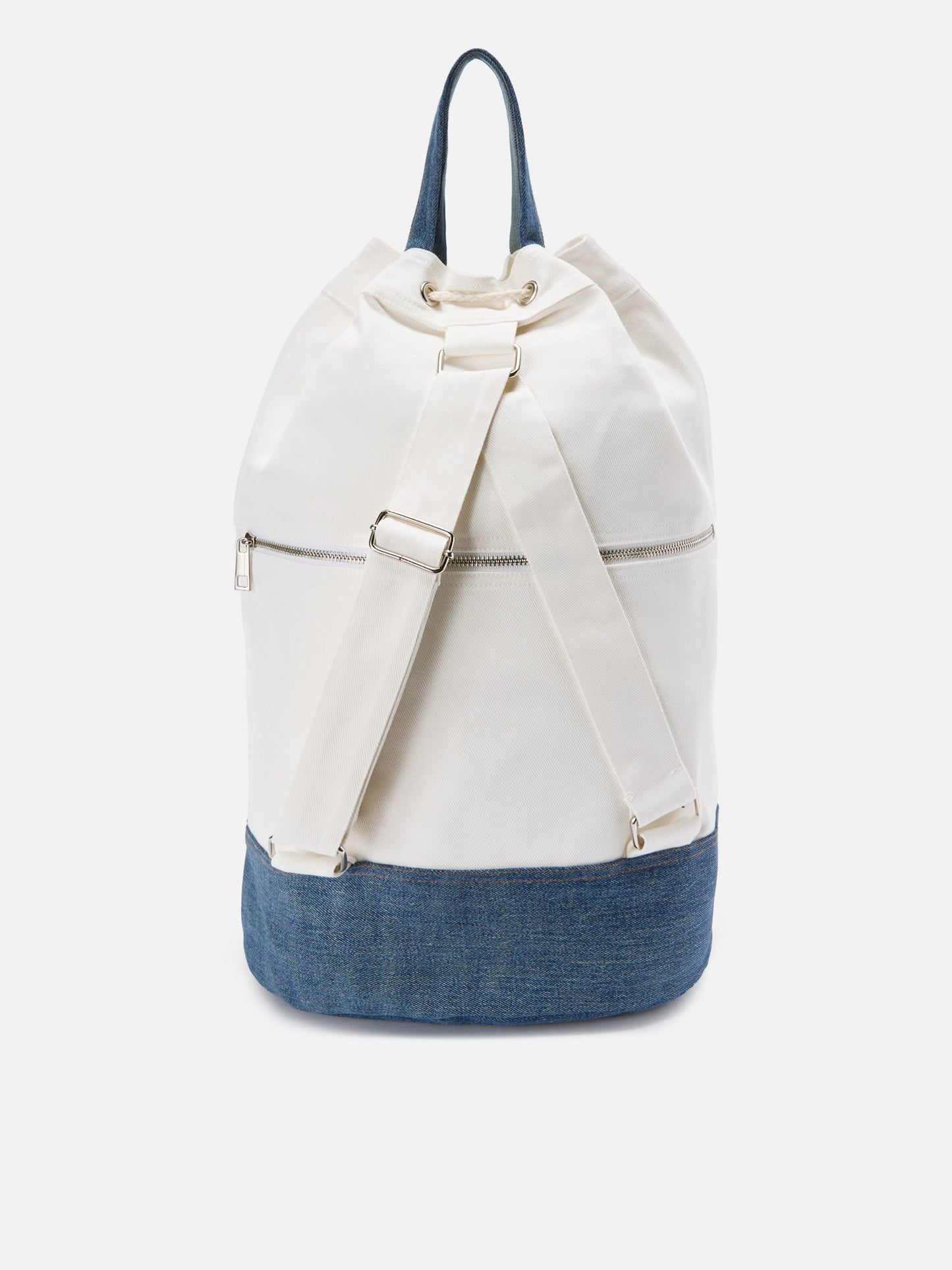 Zaino Beach Backpack in tessuto bianco e azzurro con logo ricamato