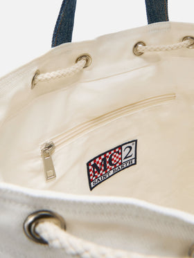 Zaino Beach Backpack in tessuto bianco e azzurro con logo ricamato