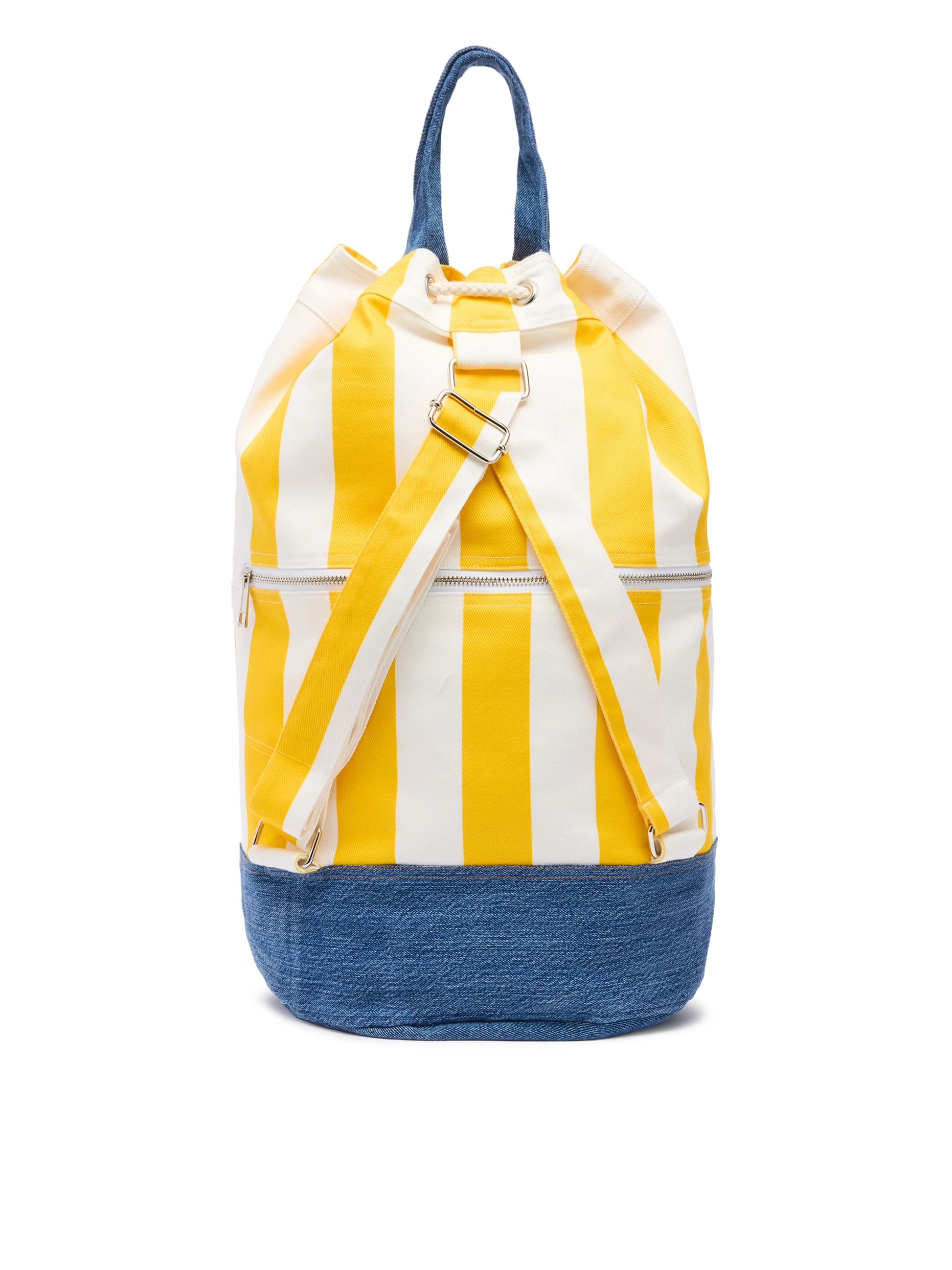 Beach Backpack with white and yellow striped print - MC2 Saint Barth