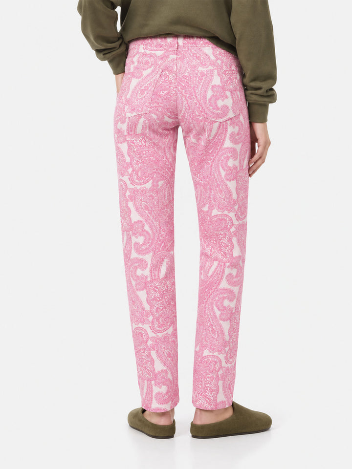 Pantalones vaqueros Belleville con estampado paisley rosa 