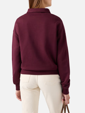 Bordeaux Berenice cotton polo shirt with Saint Barth flock print
