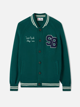 Green knit bomber college style Benjamin