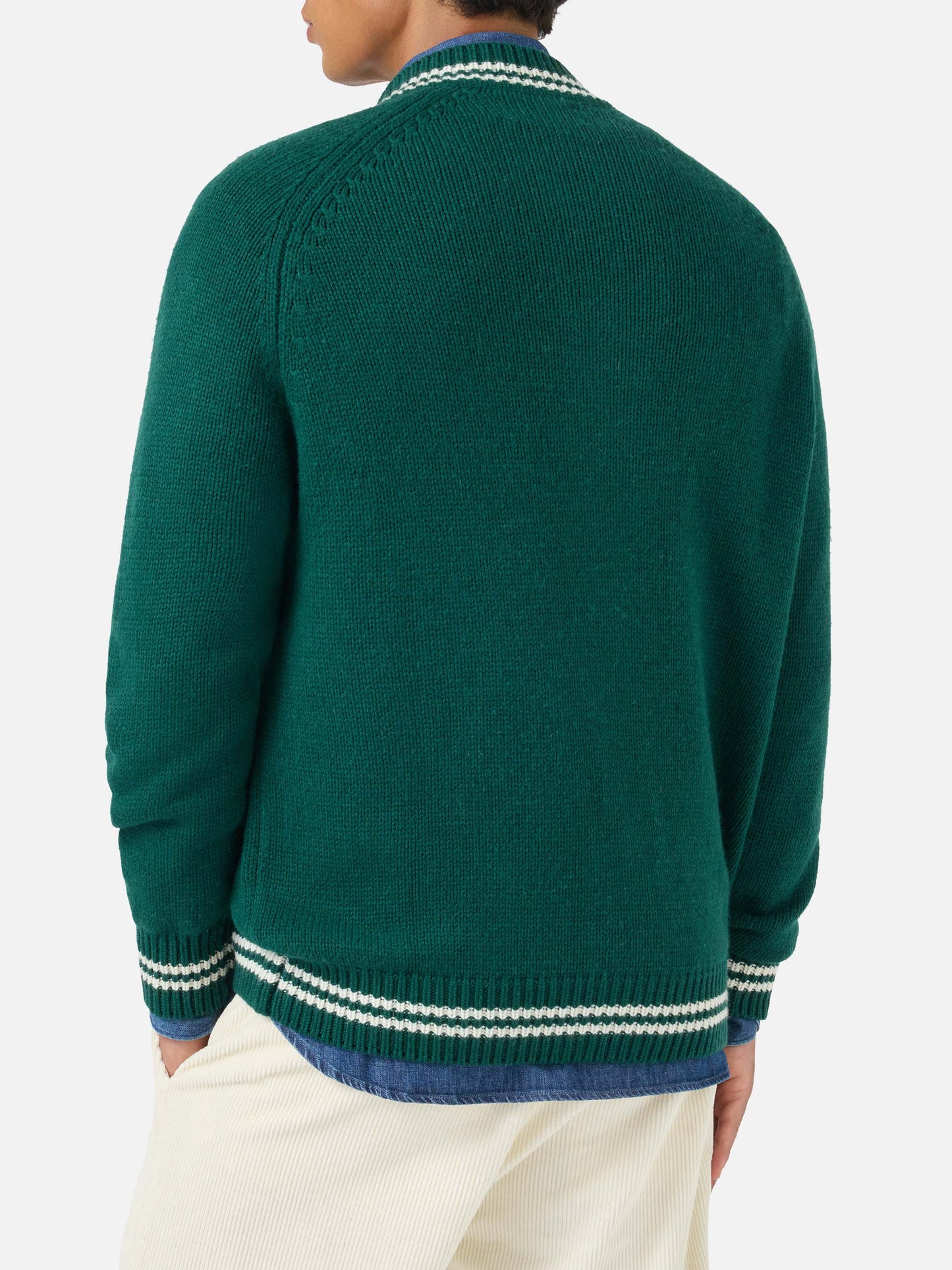 Green knit bomber college style Benjamin