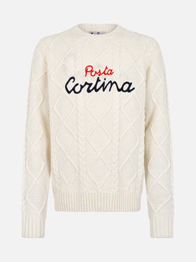 Maglione bianco a girocollo Bergen Tricot