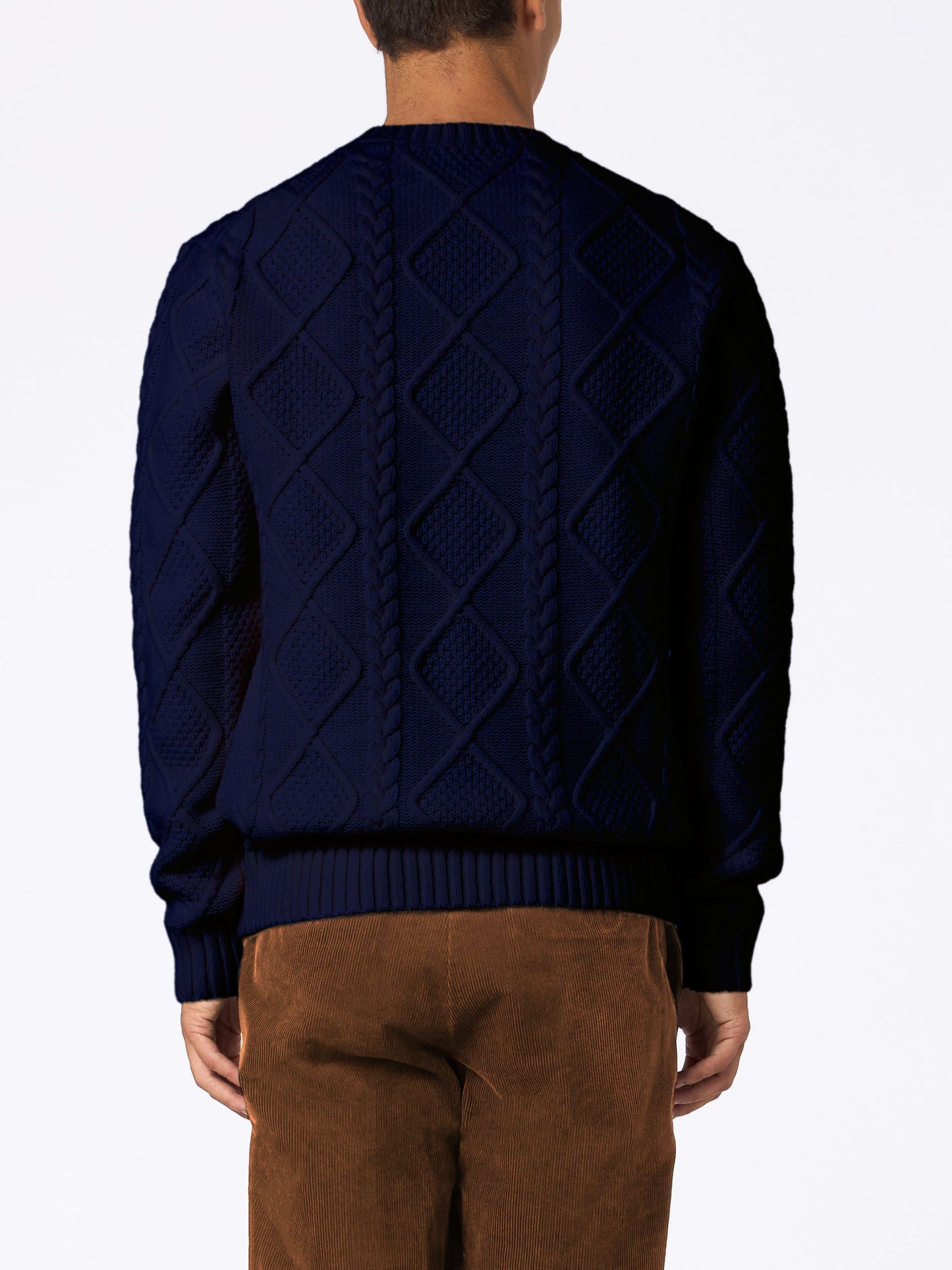 Maglione blu a girocollo Bergen Tricot con ricamo Cortina Natale '83