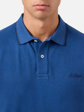 Polo Beverly Hills in cotone piquet blu denim