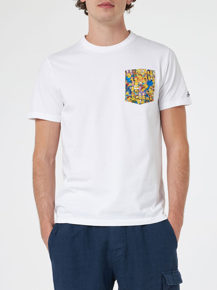 Man cotton t-shirt Blanche with Simpsons printed pocket | THE SIMPSONS SPECIAL EDITION - MC2 Saint Barth