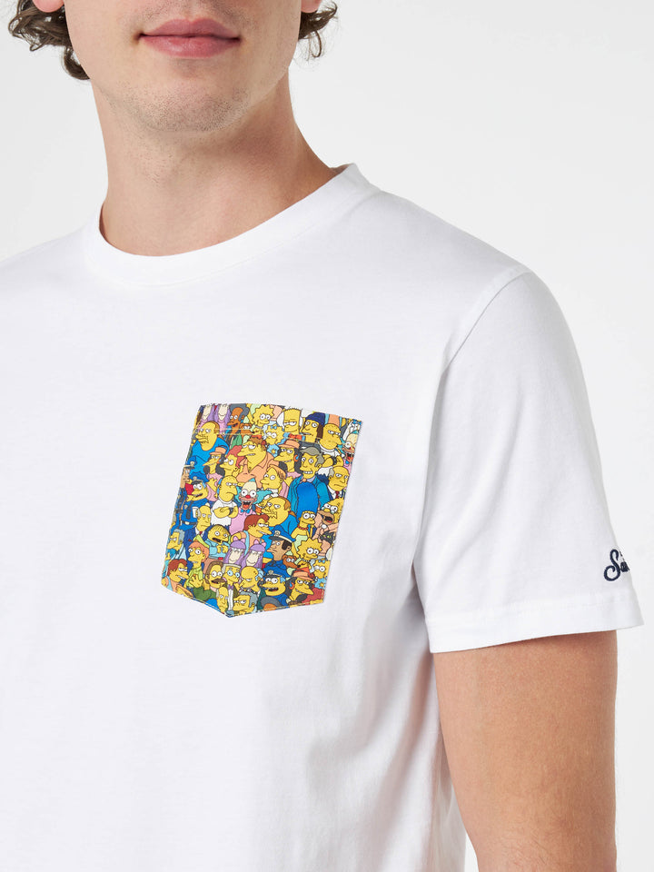 Man cotton t-shirt Blanche with Simpsons printed pocket | THE SIMPSONS SPECIAL EDITION - MC2 Saint Barth