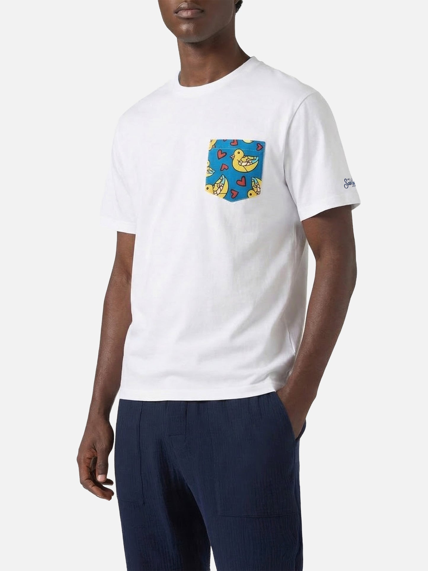 Blanche cotton t-shirt with Britto printed pocket | ©BRITTO SPECIAL EDITION