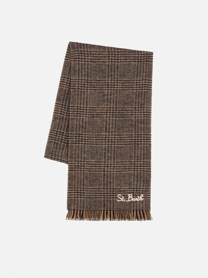 Blanket scarf with Prince of Wales pattern and St. Barth embroidery - MC2 Saint Barth