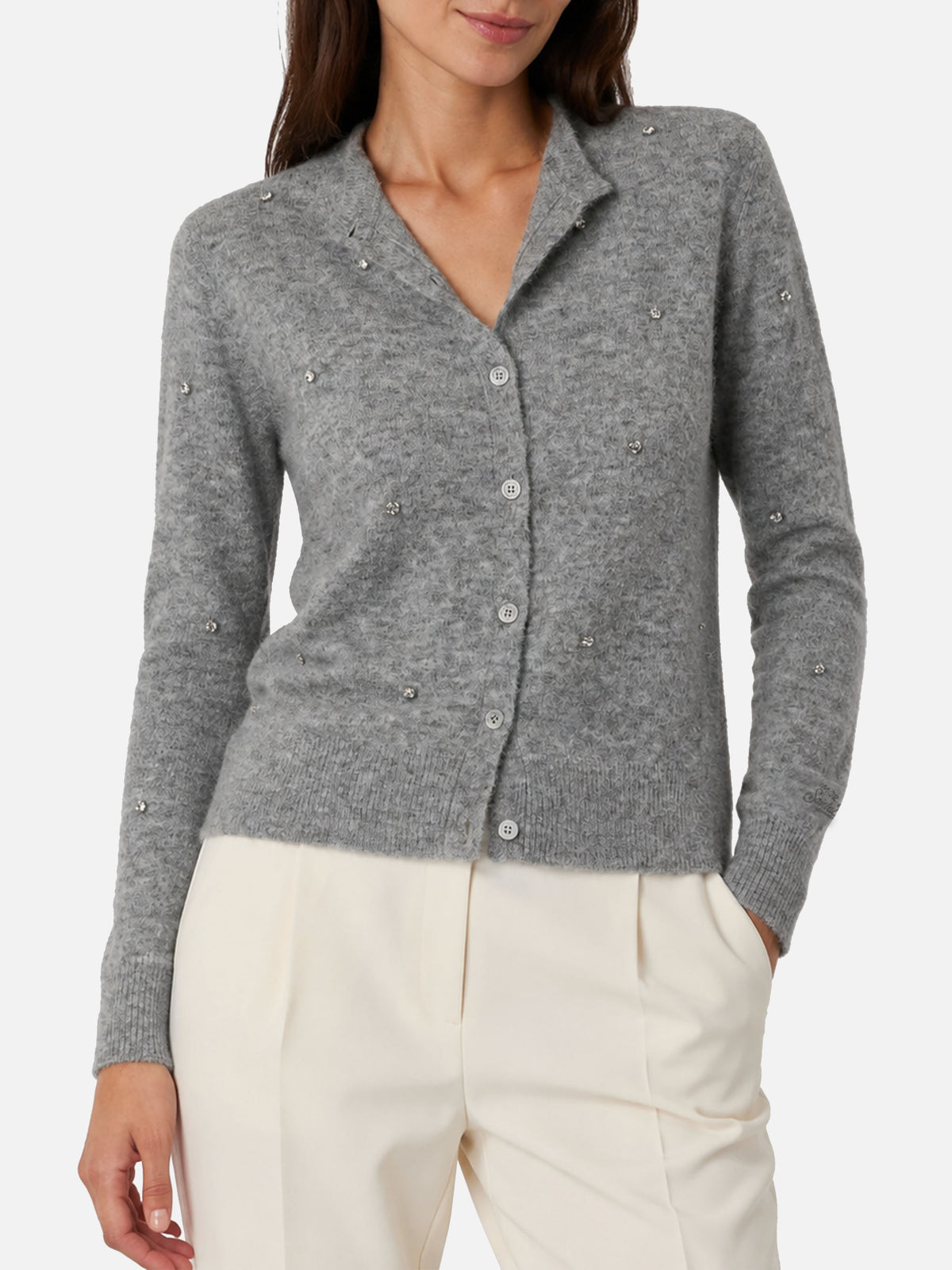 Bellamy grey cardigan with rhinestones