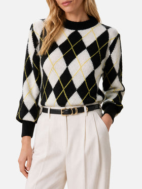 White and grey Bloom Soft argyle sweater