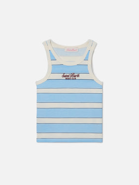 Débardeur Blue Jr à rayures bleu clair et crème avec logo brodé 