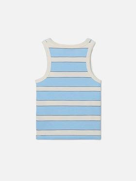 Débardeur Blue Jr à rayures bleu clair et crème avec logo brodé 