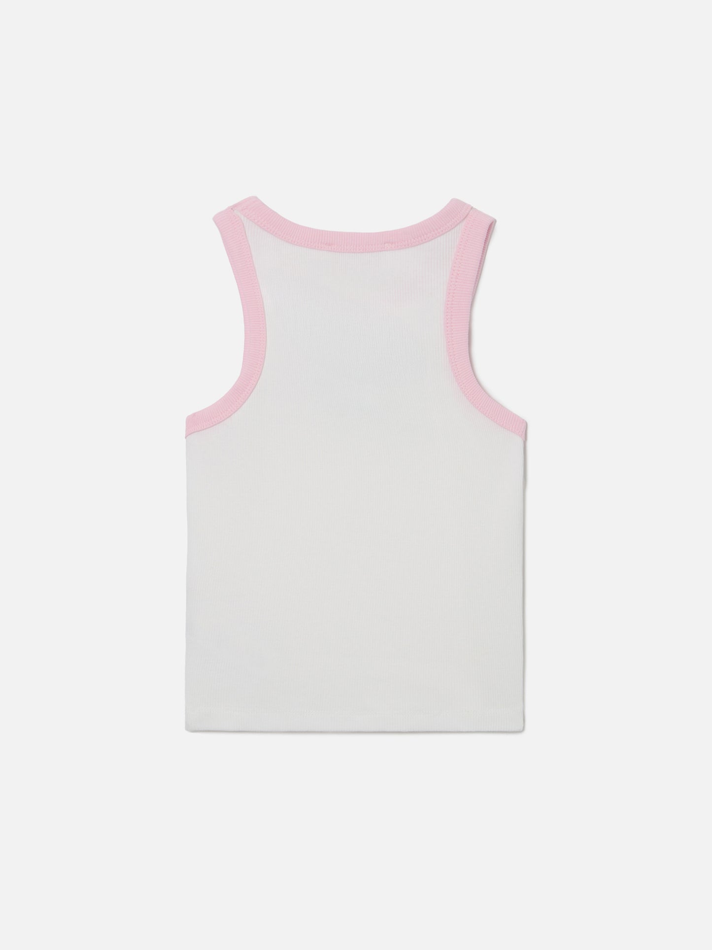 Débardeur Blue Jr blanc avec logo brodé et finitions roses 