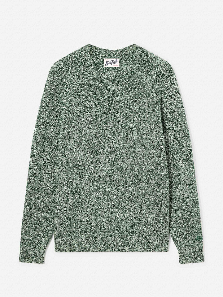 Pull col rond en laine Blunt verte avec maille moulinée 