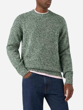 Jersey de cuello redondo Green Blunt en lana con punto mouliné 