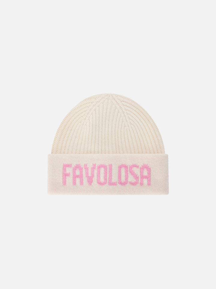 Off-white-Mütze Benjie mit Favolosa-Schriftzug 