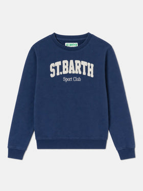 Marineblaues Bobby-Sweatshirt mit Sport Club-Stickerei 