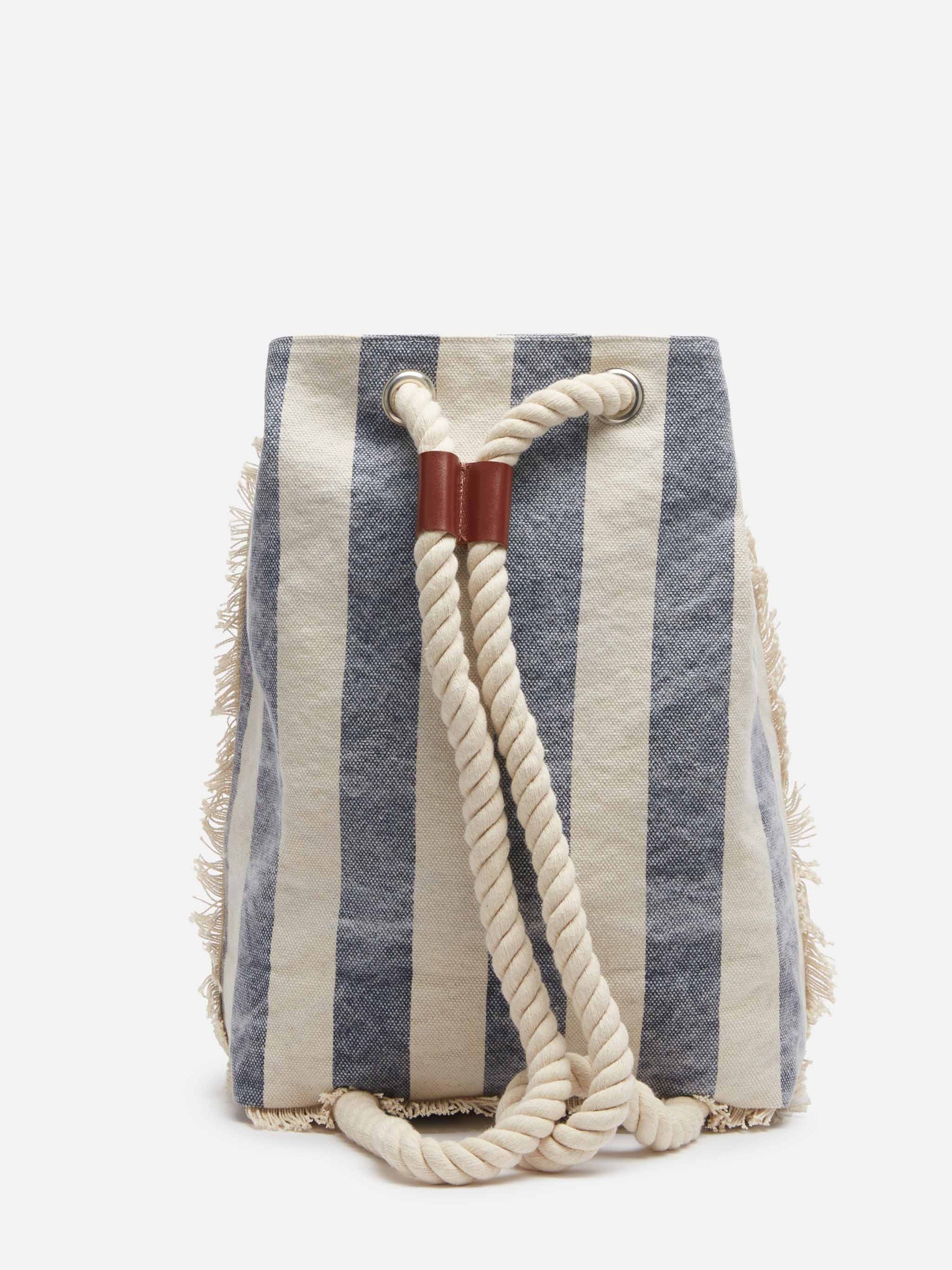 Boat canvas backpack with white and blue striped print - MC2 Saint Barth