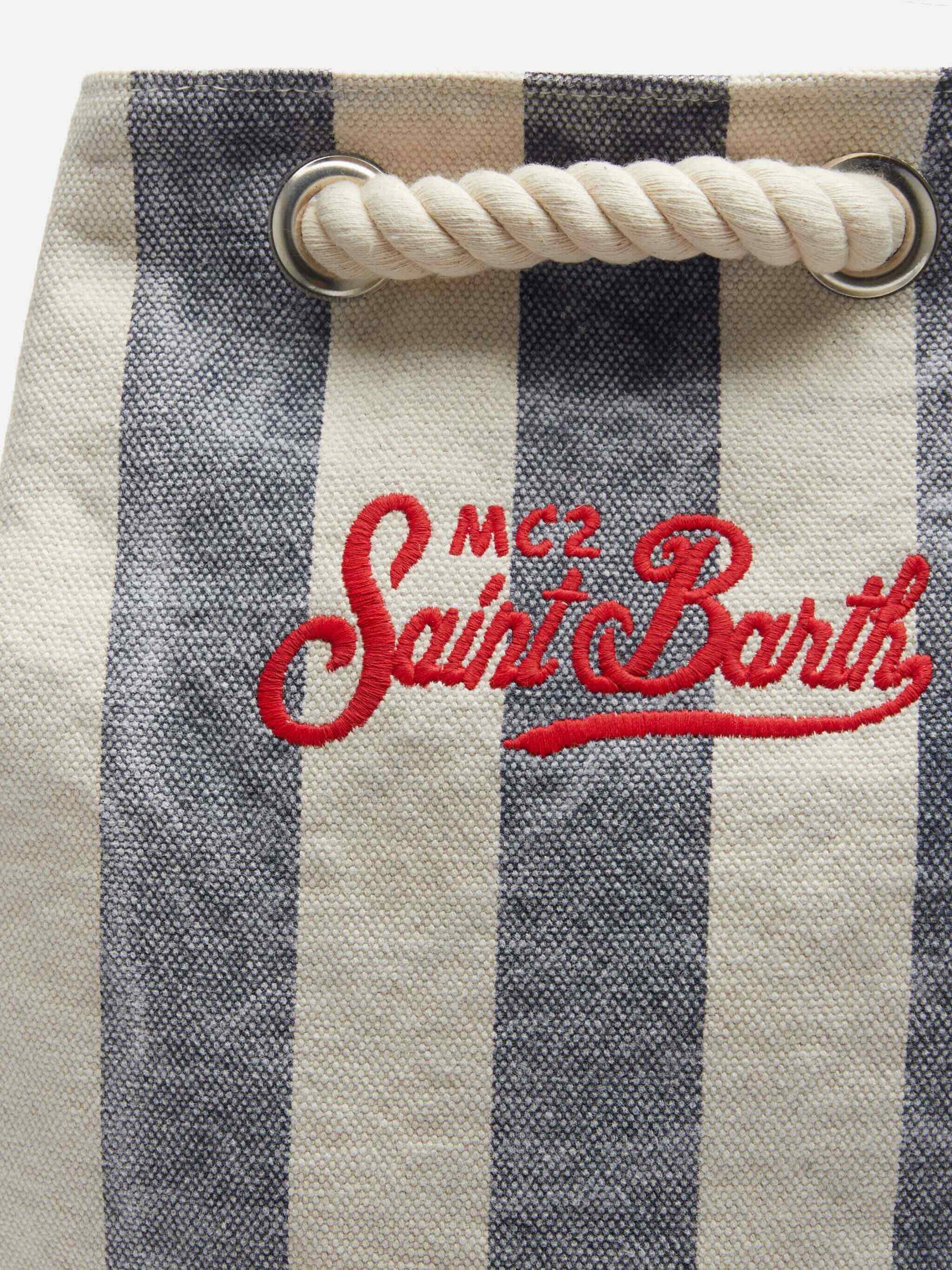 Boat canvas backpack with white and blue striped print - MC2 Saint Barth