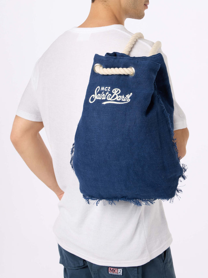 Blue boat linen backpack - MC2 Saint Barth